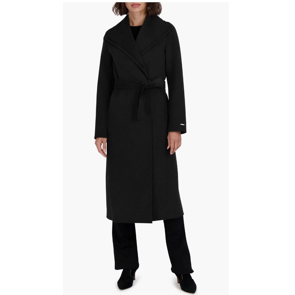 Tahari Elliot Double-Face Wool Blend Coat In Black - Size Medium- Reemoly